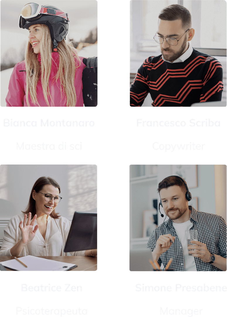 Personas della Ricerca UX: Bianca Montanaro, Francesco Scriba, Beatrice Zen, Simone Presabene